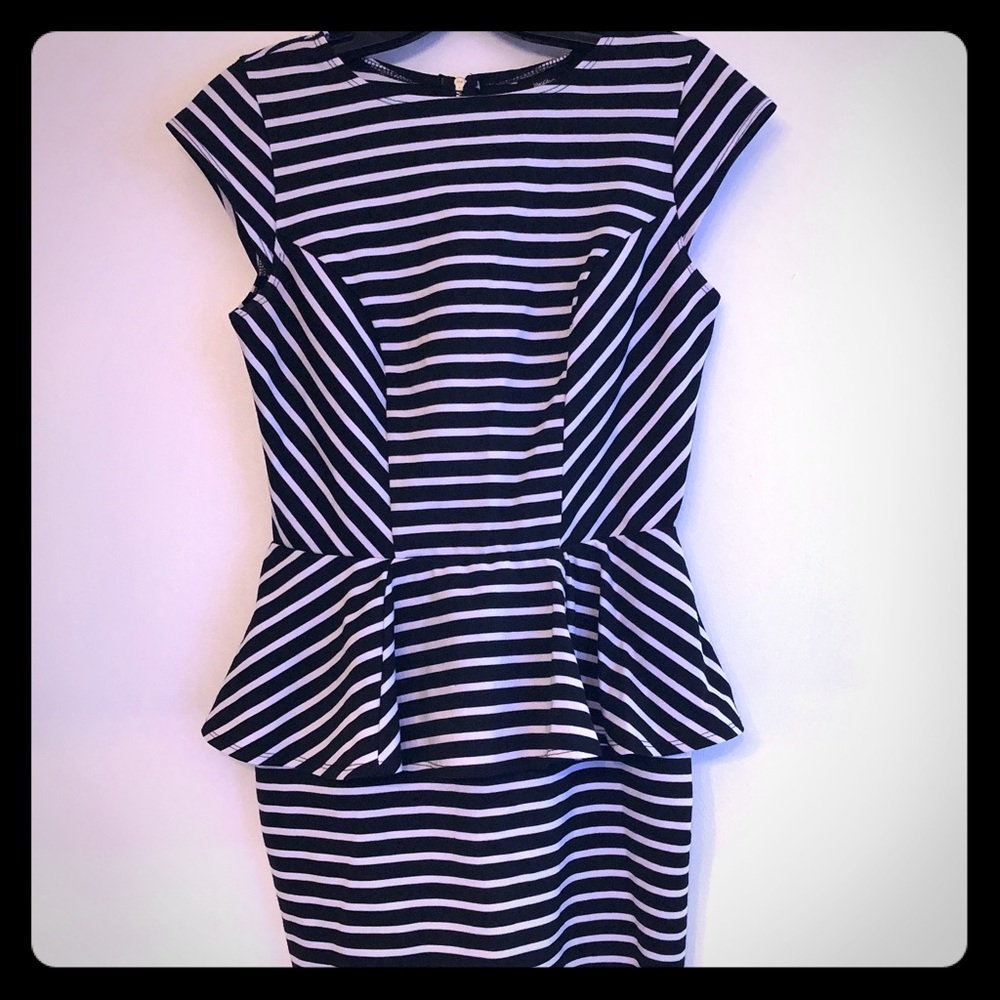 Target Mossimo Black & White Stripe Peplum Dress